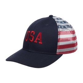 Bioworld 4th of July American Flag USA Blue Trucker Hat