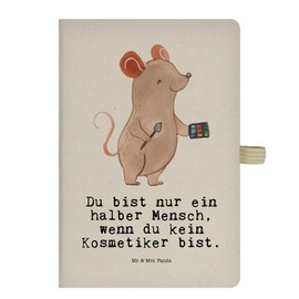 Mr. & Mrs. Panda DIN A4 Baumwoll Notizbuch Kosmetiker Herz - Geschenk, Wellnessgeschenk, Kosmetikstudio, Jubiläum, Mitarbeiter, Schreibbuch,