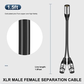 Kumiho XLR Splitter Cable Y Splitter Cable 2 Female to 1 Male,XLR Y Cable 1 Male 2 Female Balanced Microphone Splitter Cord Audio Adaptor 1.5Ft