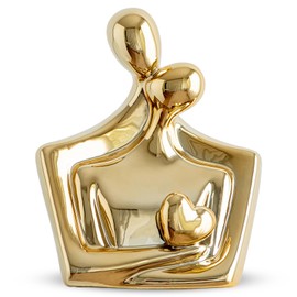 Porcelain Romantic Couple Figurines Statue Gold Aesthetic Decorations Hugging Couple Sculptures - Modern Ceramic Sculpture Home Accents for Living Room Bedroom Coffee Table, Desktop, Bookshelf