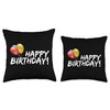 Happy Birthday Balloons White Text Throw Pillow