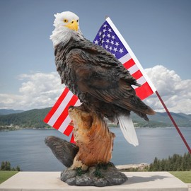 Noegrus 13.2" Real Eagle Statue, Funny Resin Bird Sculpture, Garden Outdoor Decor, Seabird Coastal Beach Accent, Eagle Pattern, Tropical Home Decor, Landscape & Patio Ornaments, Bald Eagle Gift