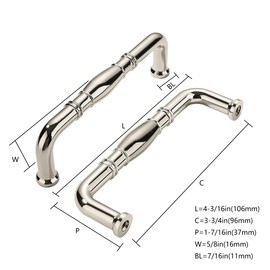 khtumeware 10 Pack 3-3/4 Inch(96mm) Polished Nickel Cabinet Pulls Drawer Pulls Kitchen Cabinet Hardware Pulls for Dresser Drawers