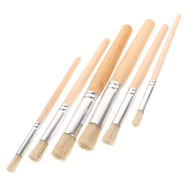 SEWACC 6pcs Round Pointed Tip Stencil Brushes for Acrylic Watercolor Oil Painting Nylon Hair Wooden Handle Brush Set for School Events