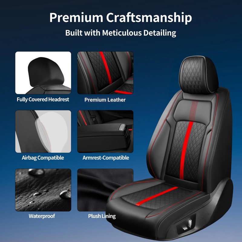 FiveFox Fit Frontier Car Seat Covers (Front Pair) for Select