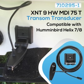 Upgrade 710295-1 XNT 9 HW MDI 75 T Transom Transducer Fits for Humminbird Helix 7/8 (MEGA Down Imaging) Dual Spectrum Chirp with Temperature Transom Mount Transducer, Black