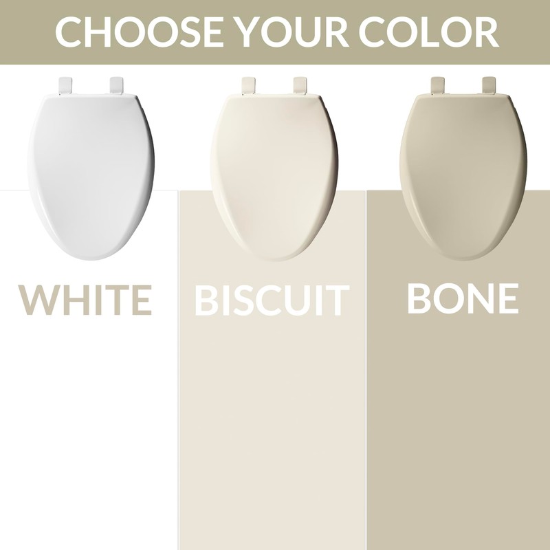 Bemis Aurora Slow Close Toilet Seat, Easy Clean Hinges and