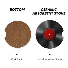 Music for Musicians Car Coasters for Cup Holder, 2 Pack Absorbent Ceramic Car Coaster with Finger Notch & Cork Base