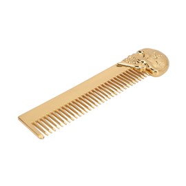 Mustache Shaping Comb, Zinc Alloy Pocket Beard Comb, Skull Pattern Hair Comb for Men with Smoothing Teeth, Portable Oil Comb for Hair Beard, Stylish, Prevents Static (GOLD)