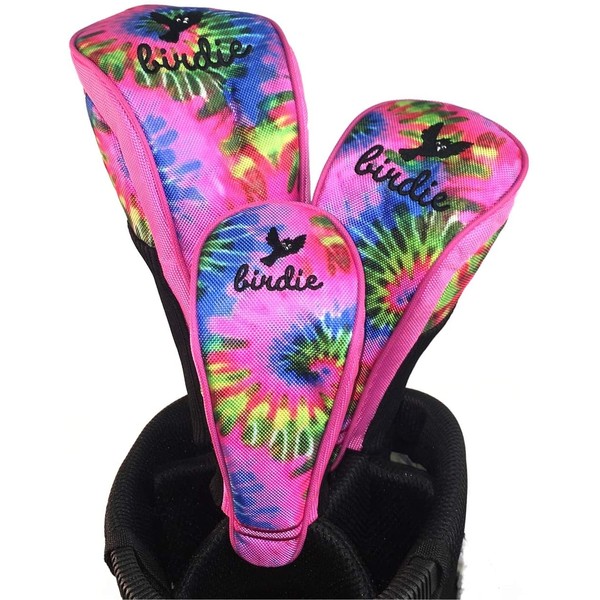 Birdie Babe Golf Club Head Covers Pink Tie Dye Set of 3