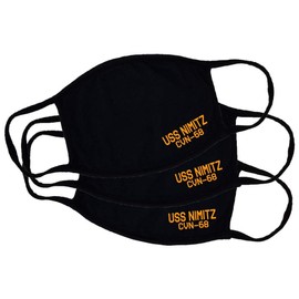 USS Nimitz CVN-68 Adult Black Face Mask 100% Cotton/Washable Reusable/Nimitz Class Aircraft Supercarrier