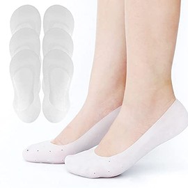 JEWYOCO Moisturizing Socks 3 Pairs Soft Breathable Spa Repairing and Softening Dry Cracked Feet Skins Ventilate Style White Size 5-9