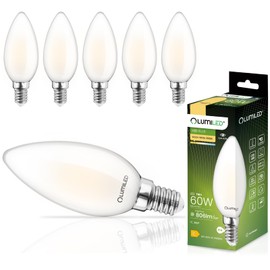 Lumiled B35 E14 LED Lampe 7W (ersetzt 60W), 806 Lumen, Vintage Filament Milch Glas Leuchtmittel Kerze Kerzeform 3000K Warmweiß Birne Lampen 360° Strahlwinkel Glühbirnen Kerzenbirnen 6er-Pack