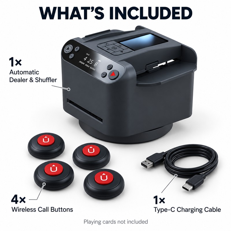360° Automatic Card Shuffler and Dealer, 2-in-1 Rechargeable Machine with