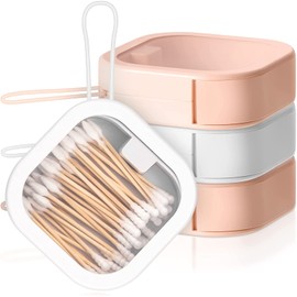 Nvhaly 2 Pcs Hair Tie Organizer, Portable Hair Accessory Storage Containers Small Stackable Hair Ties Qtip Travel Holder Cotton Swab Dispenser Hair Accessories Organizer Box (2PCS,white)