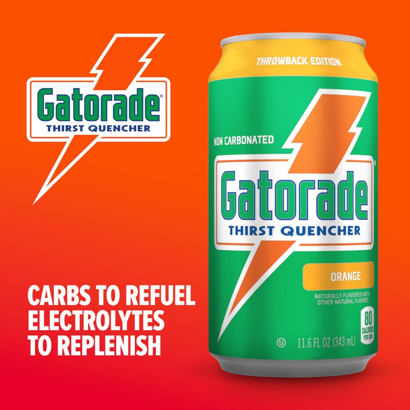 Gatorade Thirst Quencher, Orange, 12 Fl Oz Cans (Pack of