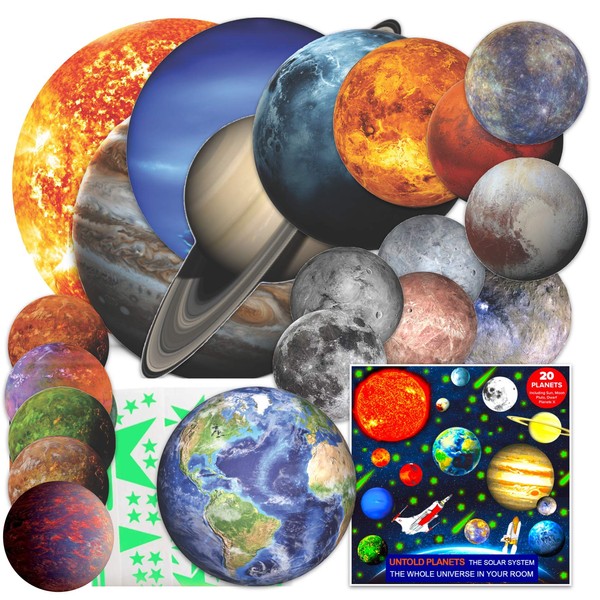 UNTOLD PLANETS 200+PCS Glow in The Dark Stars and Planets