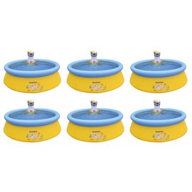 JLeisure Sun Club 5 Foot 2 Person Outdoor Above Ground Blow Up Inflatable Kiddie Swimming Pool with 3D Sea Otter Spray, 6 Pack, Yellow/Blue