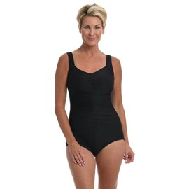 Maxine of Hollywood SWIMSUIT Manhattan Beach wear size 12 Textured Spa Shirred in Black