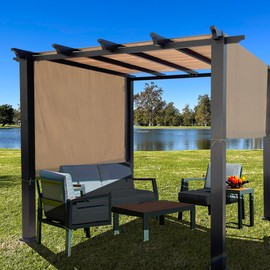 Waterproof Pergola Cover - Pergola Replacement Canopy with Heavy Duty Weighted Metal Rods for 10x10 & 10x12 & 10x13 & 9x12 & 8x12 Pergola (18 FT x 105 in, Muddy Water)