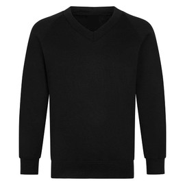 Bratatatmania Boys Girls School Uniform Jumper - Unisex Kids V Neck Sweatshirt School Wear Shirts Long Sleeve Fleece Jumper Classic Uniform - Age 13-14 Years, Black