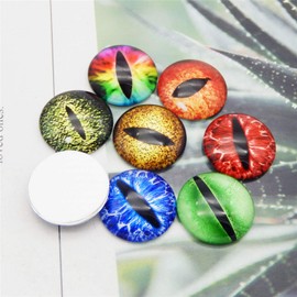 GraceAngie 6mm-30mm Dragon Eyes Round Glass Cabochon Flatback Jewelry Findings Horse Cat Doll Eye Dome Cameo Pendant Settings in Pairs (30mm-20pcs)