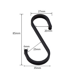 PEPAXON S Hooks Metal Hooks for Kitchen Aluminium Hooks for Bathroom Kitchen Hooks for Utensils Hanging Rail Kitchen Holder Hanging Rail Black (Black-12 Pieces)