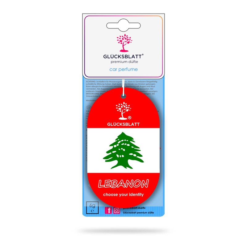 Generisch GLCKSBLATT premium Autoduft Autoparfm Flagge LIBANON