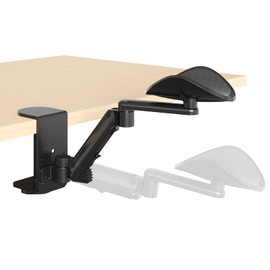 JOY worker Upgraded Clamp-on Adjustable Armrest, Above/Below Table Extension Platform Arm Support for Thicker Desktop, Ergonomic 360° Swivel Elbow Cushion Pad for Left/Right Hand