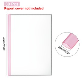 PATIKIL 30Pcs Binding Bars, 8mm Binding Bars Slide Grip 50 Sheets Capacity A4 Size Report Binder Teardrop Shape Presentation Binder for Report Cover Resume, Clear Red