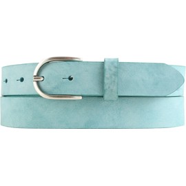 BELTINGER Women's Belt Made of Soft Full Cowhide Leather Vintage Look 3 cm Leather Belt for Women 30 mm Narrow Belt Used Look, Turquoise, Antique Silver