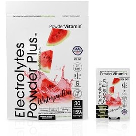 PowderVitamin Electrolytes Powder Plus, cetogénico, sandía, sin azúcar, 1000 mg de potasio, 120 mg de calcio, 120 mg de magnesio, sin OGM, cero