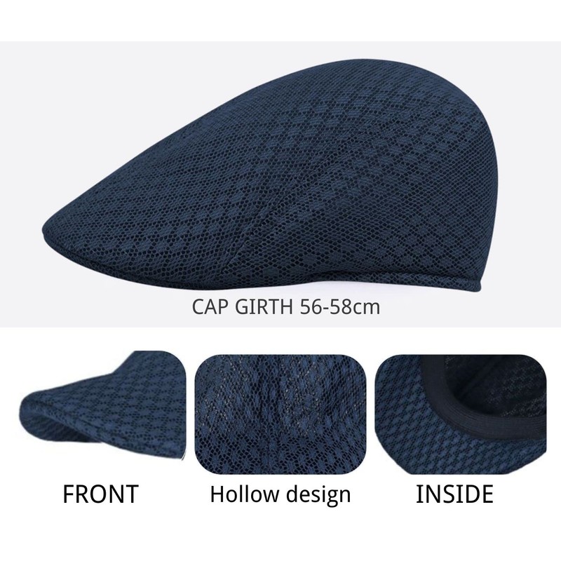 Rayson Flat Cap Breathable Summer Mesh Golfer Hat Newsboy Hats
