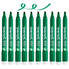 PENOL Whiteboard Markers, 10 Whiteboard Pens in Green Color - 850, 2-5mm Chisel Tip Dry Erase Marker with Nordic Swan Ecolabel, Non-Toxic & Odorless Board Pens for Office, Schools and Home