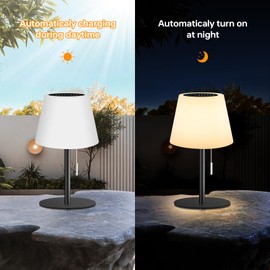 Gewiny Solar Table Lamp for Outside Patio Solar Lamp Outdoor Lamp Waterproof with Light Sensor,Dimmable Warm White+RGB LED Rechargeable Lamps Cordless Battery Operated Table Lamp for Garden、Terrace.