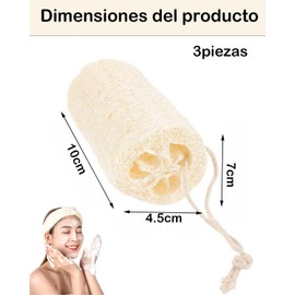 Zacate Para Cuerpo, Cepillo Para Cuerpo, 4 Piezas de Esponjas Naturales de Lufa, Exfoliante Corporal para Hombres y Mujeres, Ideal para Limpieza de Piel y Uso en Hogar, 10 x 4.5 x 7 cm