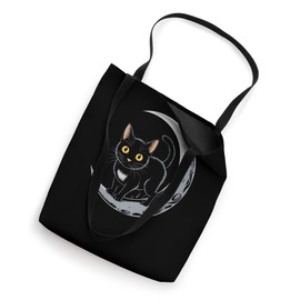 Mystical Black Cat and Moon Scene Tote Bag
