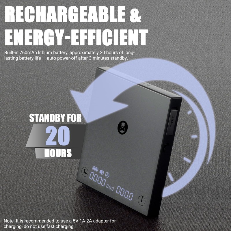 TIMEMORE Basic Mini Coffee Scale, Multifunction Electronic Espresso Scale, Weigh