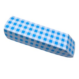 Charola Decorativa para Hot Dogs, Banderillas, Churros, Diseño Cuadros Azules y Blancos, 20 cm x 5 cm x 3.5 cm, Cartulina Sulfatada Gruesa
