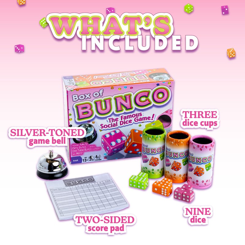 Continuum Games Retro Bunco Game Kit Party Box for Ladies