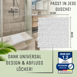SilverRack DermaSensitivo Shower Mat 100% BPA Free (White) Pebble Stone Look - Shower Mat Non-Slip 53 x 53 cm for Children and Babies - Shower Mat Non-Slip Mat for Secure Hold in the Shower