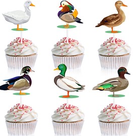 18 Pieces Mallard Duck Themed Kids Happy Birthday Duck Hunt Cupcake Toppers Set - Animal Themed Party, Baby Shower Party, Boys and Girls Birthday Party, Farm Party Duckling Decorations - LIANGSS (2)