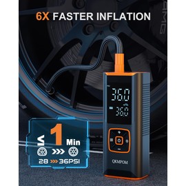 Tire Inflator Portable Air Compressor, 6X Faster 180 PSI Portable Air Compressor, Air Pump with Pressure Gauge - Tire Inflator for Car, Pickup, Motor, Bicycle, Balls and More