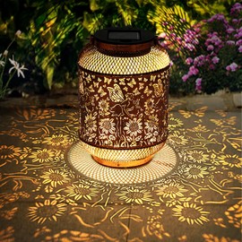 Hummingbird Solar Lantern Outdoor Waterproof Garden Decor, Christmas Gifts for Women, Mom, Metal Hanging Sunflower Solar Lights Outdoor Decoration for Yard, Patio, Tabletop, Pathway