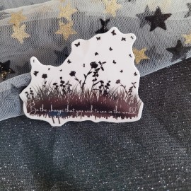 Moonlight Jade STKR046 Be the Change you Wish to see in World Flower Grass Butterfly Sticker