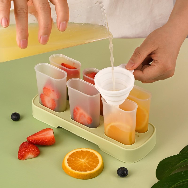 WMKGG Popsicles Molds Set, 6 PCS Ice Pop Mold,Homemade Ice
