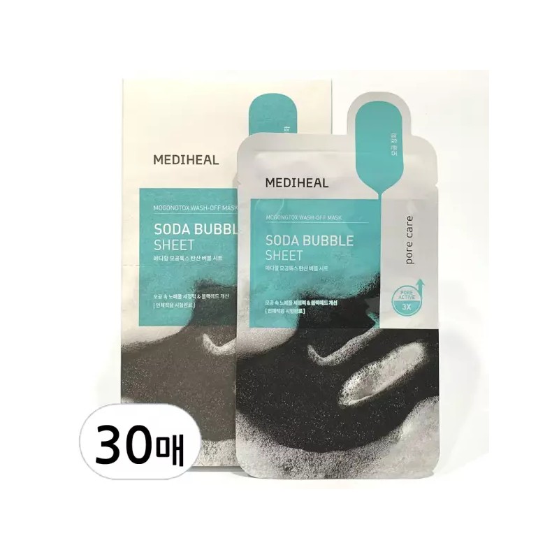 Mediheal 메디힐 모공톡스 탄산 버블 마스크 시트 30매(10매+10매+10매) Mediheal Poretox