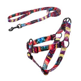 Welyeme Tie Dye No Pull Dog Harness and Leash Set for Small Medium Large Dogs, Rainbow Dog Harness (Large (20''-27''), Rainbow)