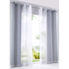 Pack of 2 x “Modena” Transparent, Decorative, Vertical Gradient Curtains with Eyelets and Tiebacks, 10000183