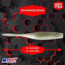 NetBait HexTek EKO Shad | 3″ & 4″ Soft-Plastic Swimbait | Shad Profile with HexTek Texture for Bass & Predators | Tennessee Shad, 3-Inch
